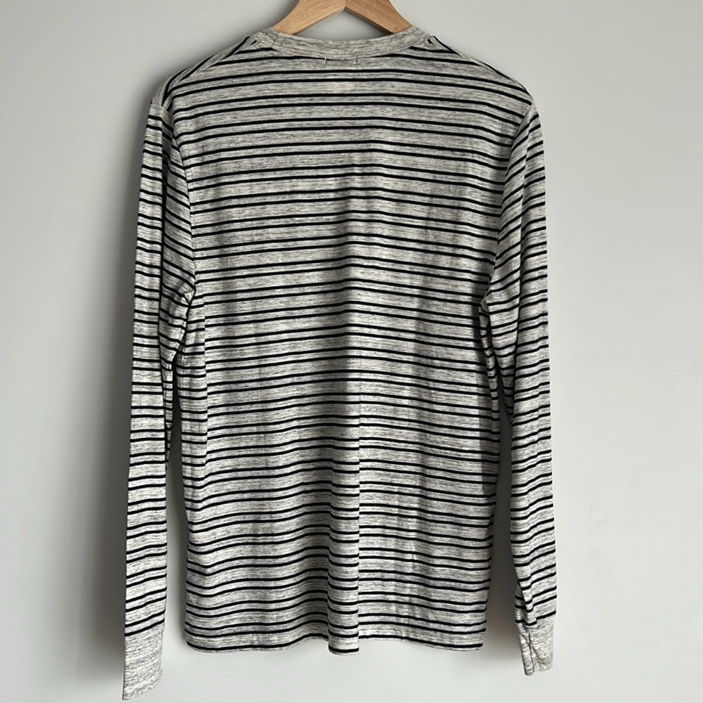 Men’s Long Sleeve Striped Shirt Abercrombie & Fitch Gray/Black Size Large - Picture 2 of 7